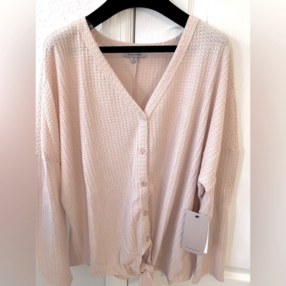 NWT Peachy Pink Waffle Knit Top - Picture 5 of 7